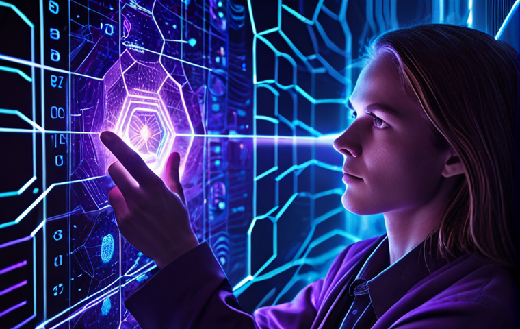 A focused individual, like a digital detective, intently analyzing a holographic, transparent blockchain ledger that pulses with glowing hex codes and interconnected data streams. The scene emphasizes the 'heartbeat of a revolutionary digital economy' and the intricate details emerging from the raw data. Futuristic, high-tech, glowing lines, deep blue and purple hues, sharp focus.