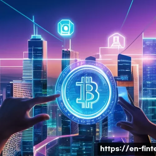 Home 33 암호화폐 트렌드 분석 - A futuristic digital finance scene illustrating decentralized peer-to-peer lending through blockchai...