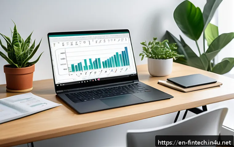 AI 기반 재테크 교육 서비스 - A modern, bright home office setting where a young professional is engaging with an AI-driven invest...