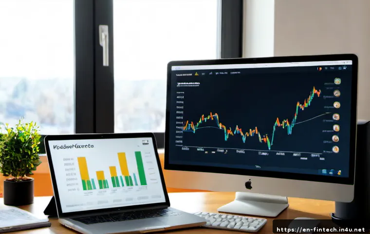 Home 17 온라인 투자 분석 툴 - Photorealistic home office scene of a middle-aged investor reviewing an online investment analysis d...